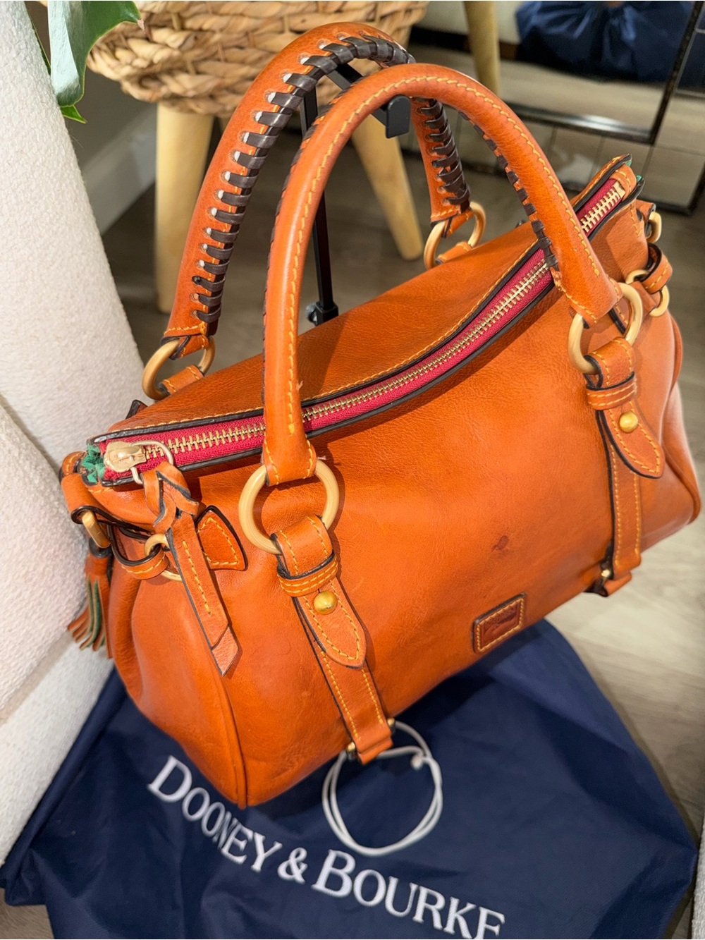 Dooney & Bourke Florentine Tan Leather Satchel Handbag - Picture 12 of 14